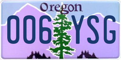 OR license plate 006YSG