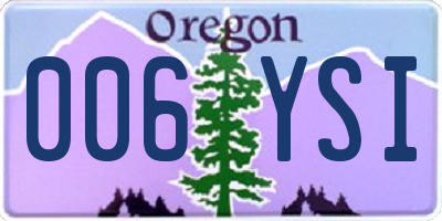 OR license plate 006YSI