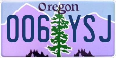 OR license plate 006YSJ