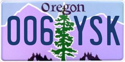 OR license plate 006YSK