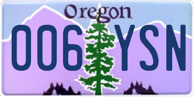 OR license plate 006YSN