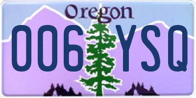 OR license plate 006YSQ