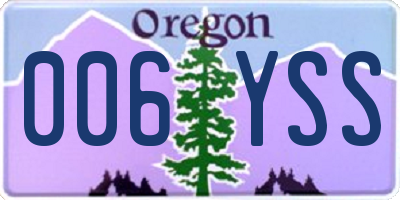 OR license plate 006YSS