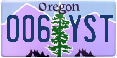 OR license plate 006YST