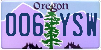 OR license plate 006YSW