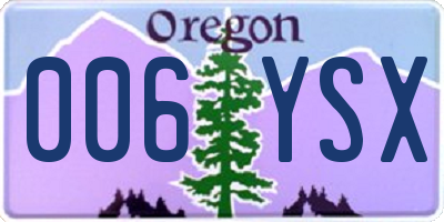 OR license plate 006YSX