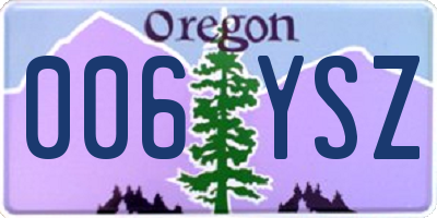 OR license plate 006YSZ