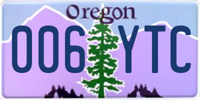 OR license plate 006YTC