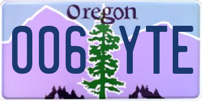 OR license plate 006YTE