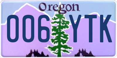 OR license plate 006YTK