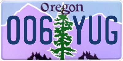 OR license plate 006YUG