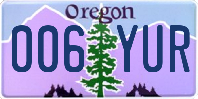 OR license plate 006YUR