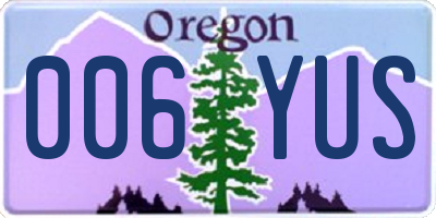 OR license plate 006YUS