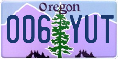 OR license plate 006YUT