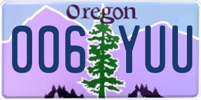 OR license plate 006YUU