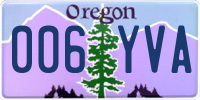 OR license plate 006YVA