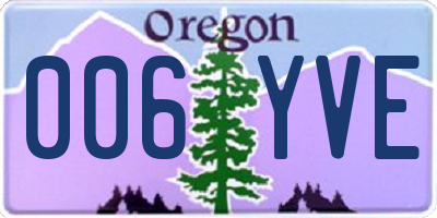 OR license plate 006YVE