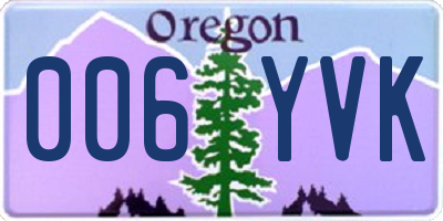 OR license plate 006YVK