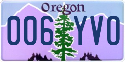 OR license plate 006YVO