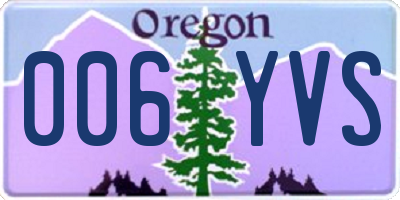 OR license plate 006YVS