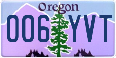 OR license plate 006YVT
