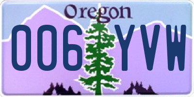 OR license plate 006YVW