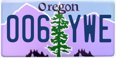 OR license plate 006YWE