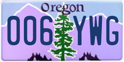 OR license plate 006YWG
