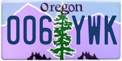 OR license plate 006YWK