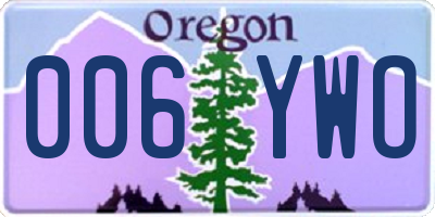 OR license plate 006YWO