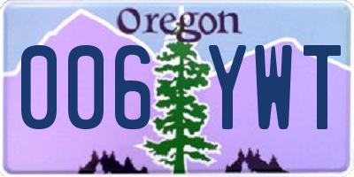 OR license plate 006YWT