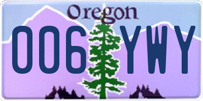 OR license plate 006YWY