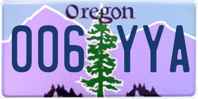 OR license plate 006YYA