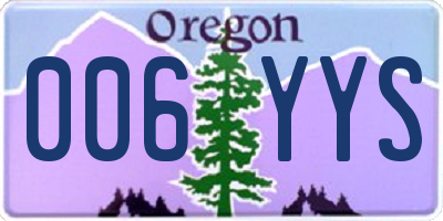 OR license plate 006YYS