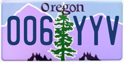 OR license plate 006YYV
