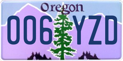 OR license plate 006YZD