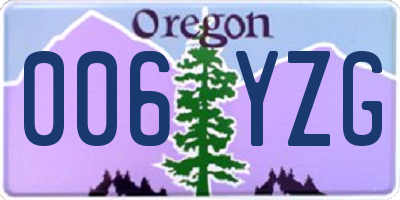 OR license plate 006YZG