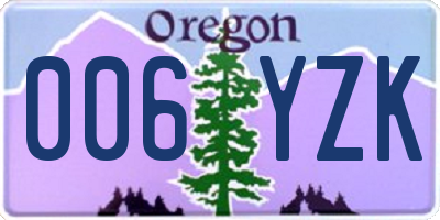 OR license plate 006YZK