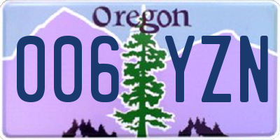 OR license plate 006YZN
