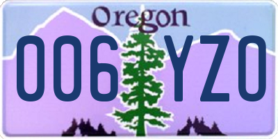 OR license plate 006YZO
