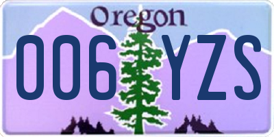 OR license plate 006YZS
