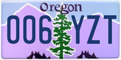 OR license plate 006YZT