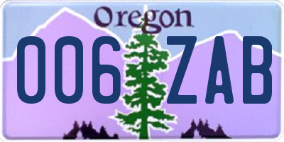 OR license plate 006ZAB