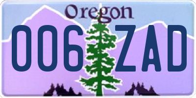 OR license plate 006ZAD