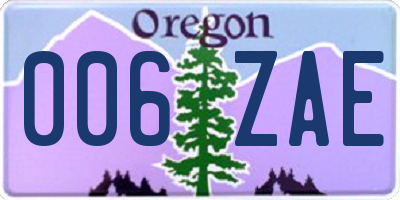 OR license plate 006ZAE