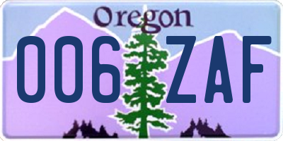 OR license plate 006ZAF
