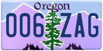 OR license plate 006ZAG