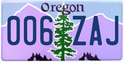 OR license plate 006ZAJ