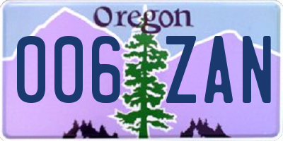 OR license plate 006ZAN