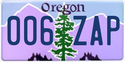 OR license plate 006ZAP